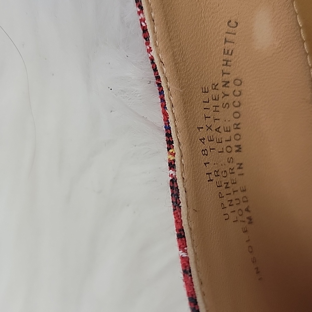J.CREW Red Tartan Plaid d'Orsay Velvet Ankle Tie Festive Preppy Holiday Flat 7.5 - Picture 9 of 13